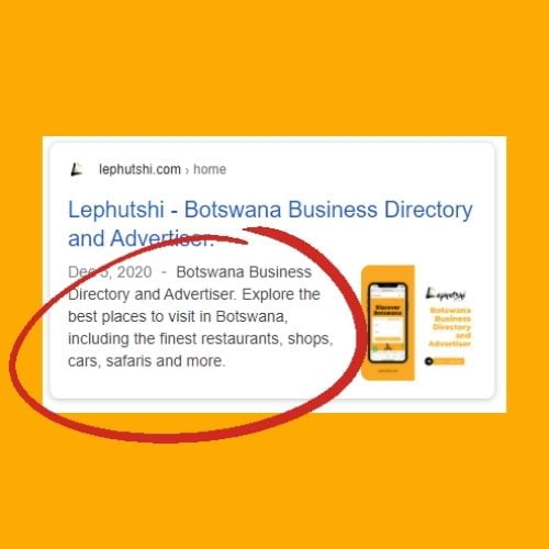 Google Snippet with Meta Description for Botswana SEO
