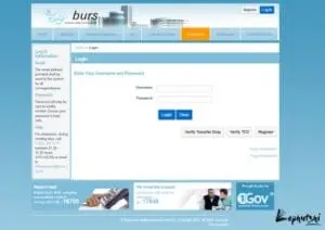 BURS e-Service portal screenshot sample