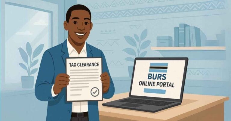 Botswana official holding a tax clearance certificate in Botswana, BURS tax clearance, Dithutong Gaborone