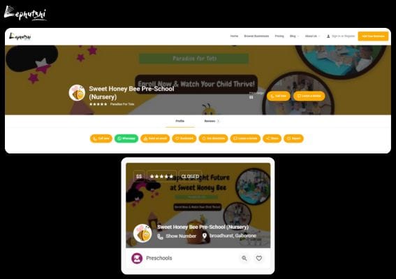 Free Advertising in Botswana | Grow Customers with Lephutshi 4 Step-by-Step -How to Advertise Your Business Free on Lephutshi - Clean, high-contrast business logo and branded cover photo example