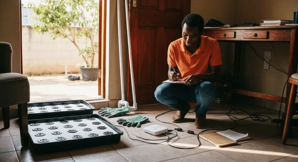 Top Sustainable Business Ideas for Green Entrepreneurs in Botswana 5 Hydroponic farming setup in a Botswana urban backyard