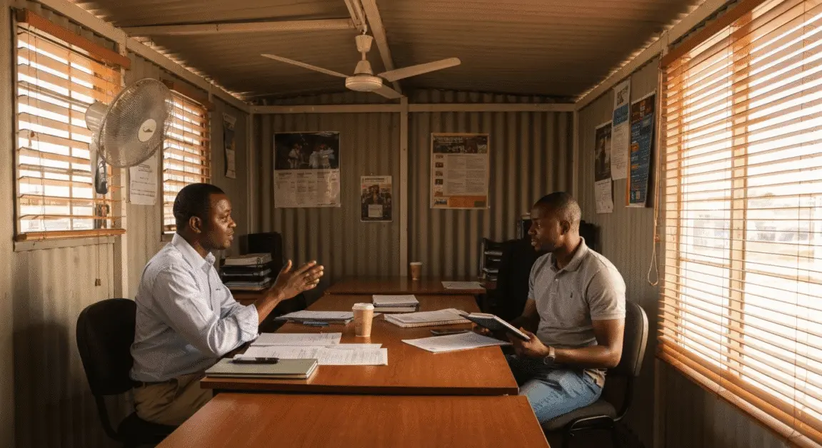 Franchise mentor explaining franchise operations to a potential investor