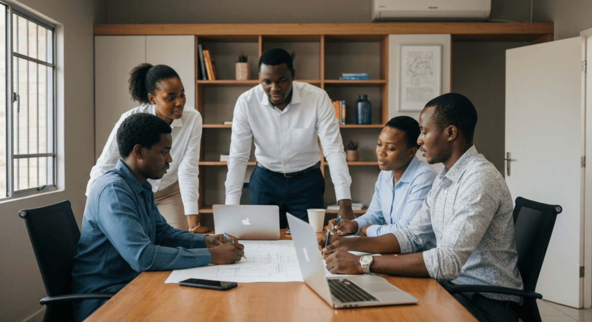 Entrepreneurs in Botswana presenting business plans to investors