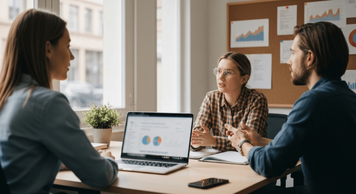 Small Botswana SME team collaborating on AI marketing strategies