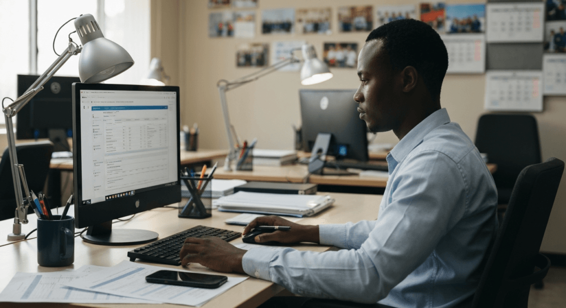 Finance & Accounting Books for Small Business Owners 5 Botswana entrepreneur using financial management tools in a professional office.
