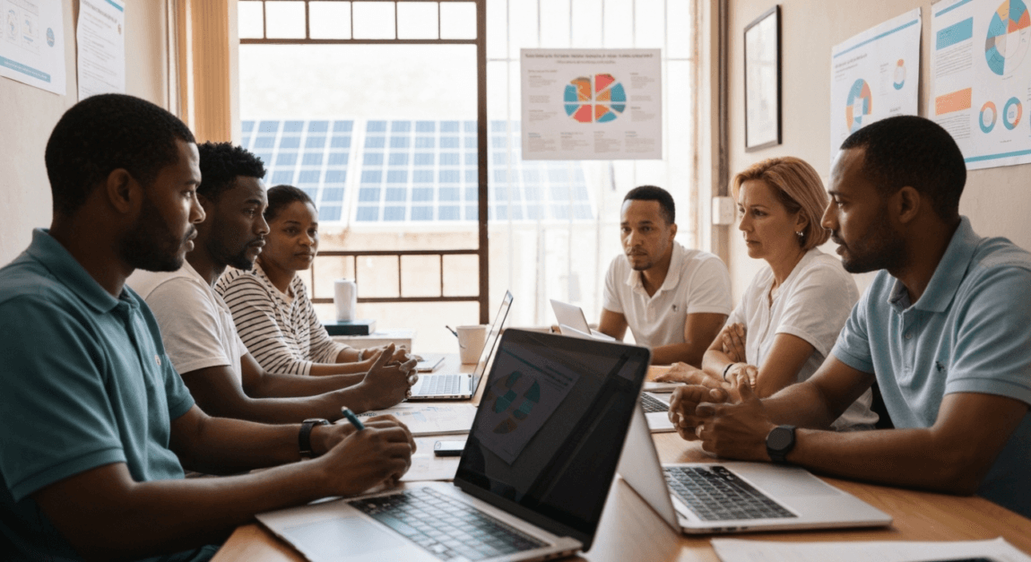 Renewable Energy Business Opportunities in Botswana 1 Botswana SME team planning solar panel installations in their office