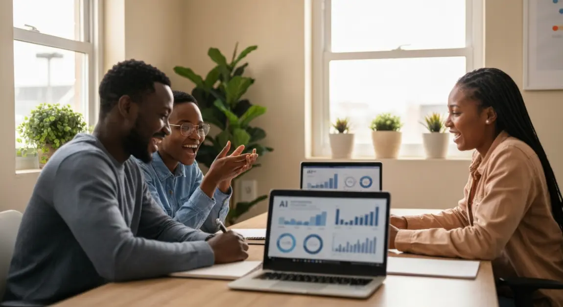 Botswana SME team using AI analytics for business strategy