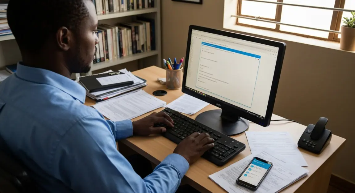 Business owner in Botswana using automated email and invoicing system