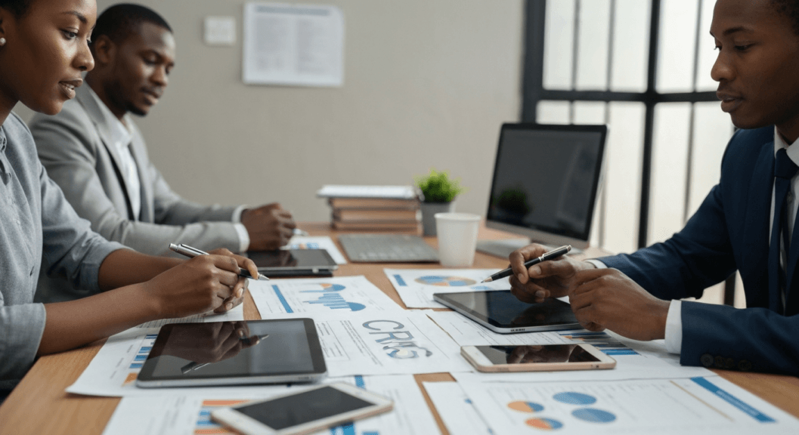 Business team in Botswana working on CSR and SDG strategy implementation