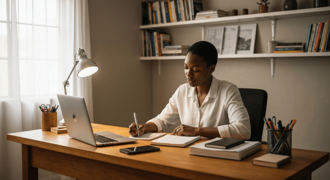10 Tips for Running a Successful E-commerce Business in Botswana 2 Business owner in Botswana writing a personalized thank-you note for customers.