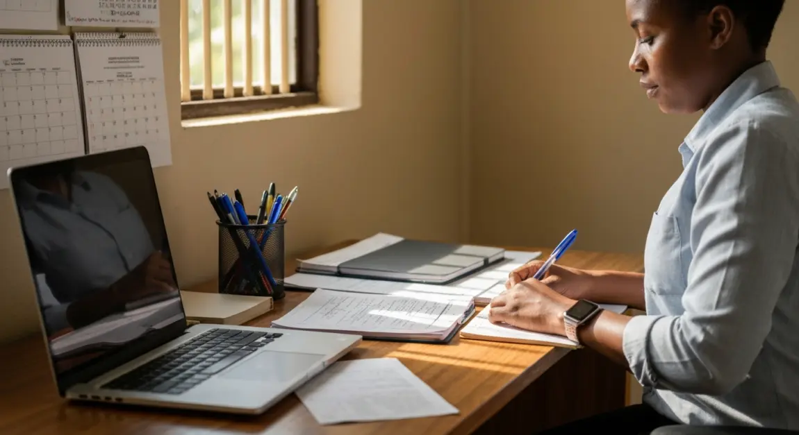 Guide to Registering a Non-Profit Organization (NGO) in Botswana 4 NGO founder in Botswana organizing documents for the Registrar of Societies