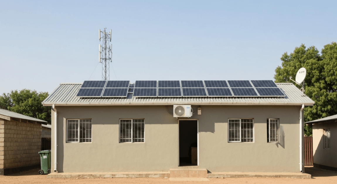 Solar panels on a Botswana SME building roof