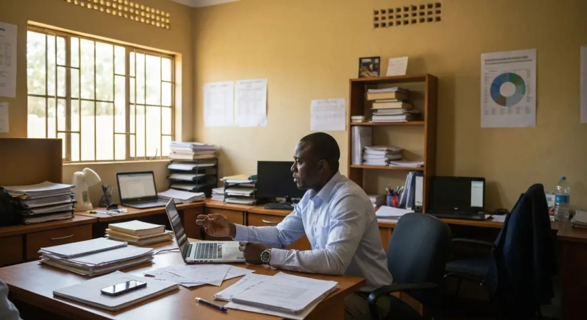 Business owner discussing corporate income tax strategies in a Botswana office