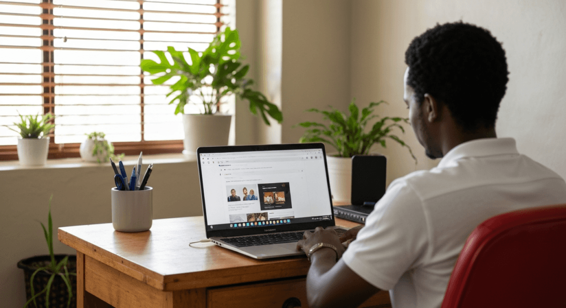 Best Free AI Tools for Marketing 3 Botswana entrepreneur using AI tools for local SEO strategy.