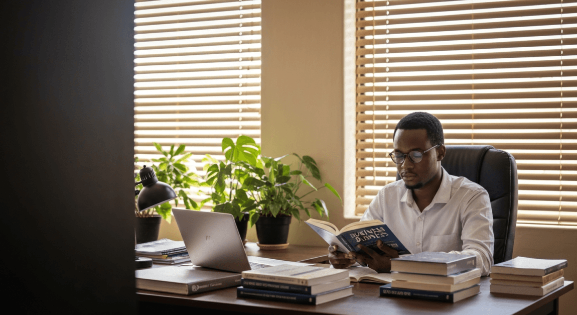 Case Studies: How Reading Books Changed Entrepreneurial Journeys 2 Local entrepreneur in Botswana reading a business book