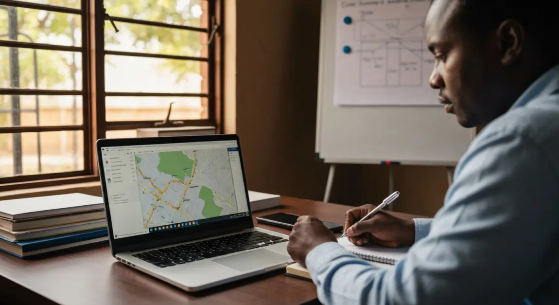 Logistics manager in Botswana planning routes for efficient transportation