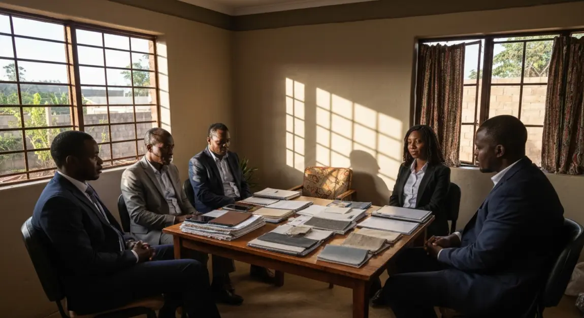 Business team in Botswana discussing sustainable local sourcing strategies