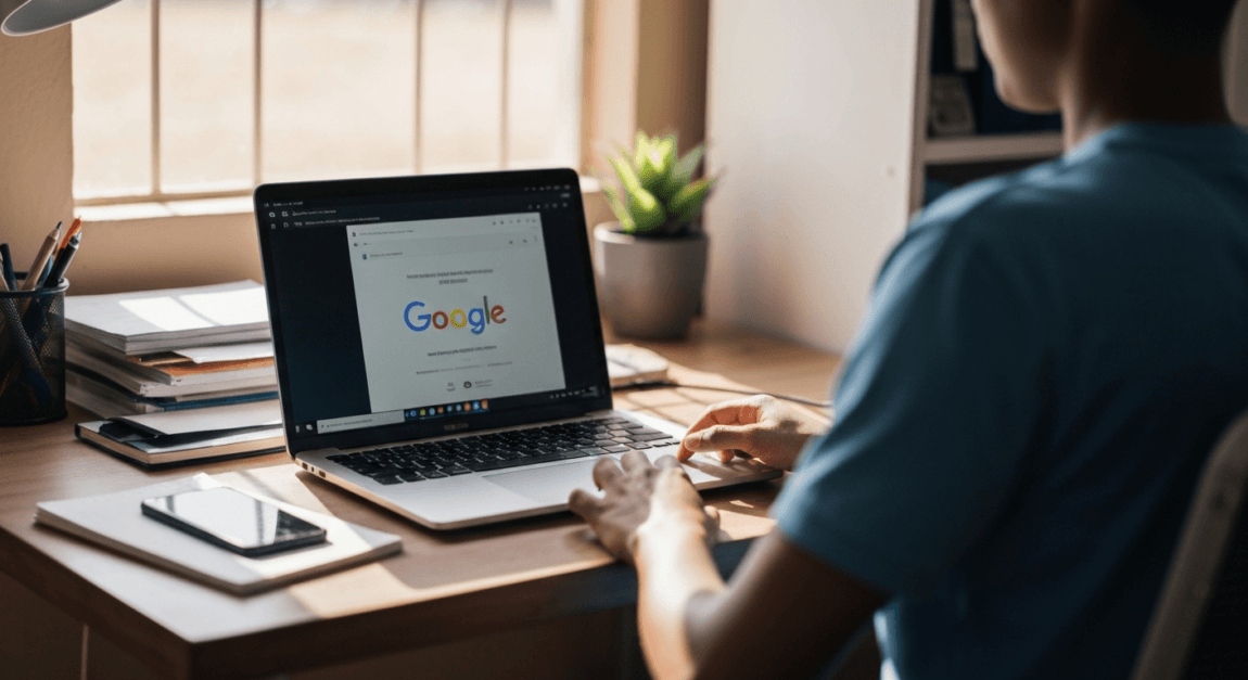 Top 5 Online Business Directories in Botswana to List Your Company 1 Small office in Botswana with a laptop on a desk showing Google verification process