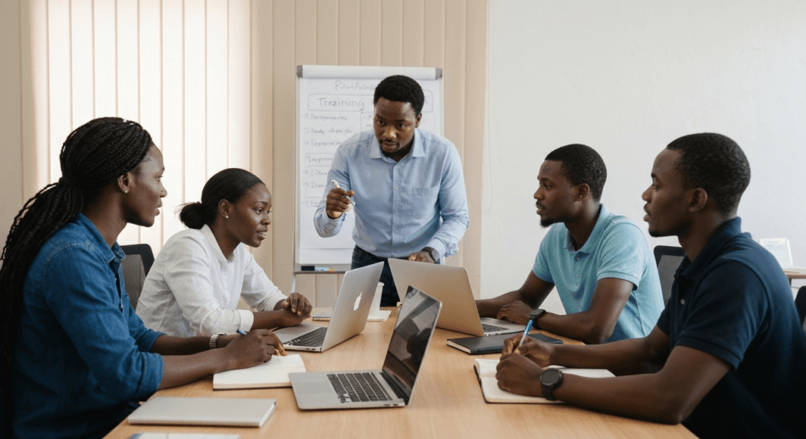 Team of professionals in Botswana engaged in a training session