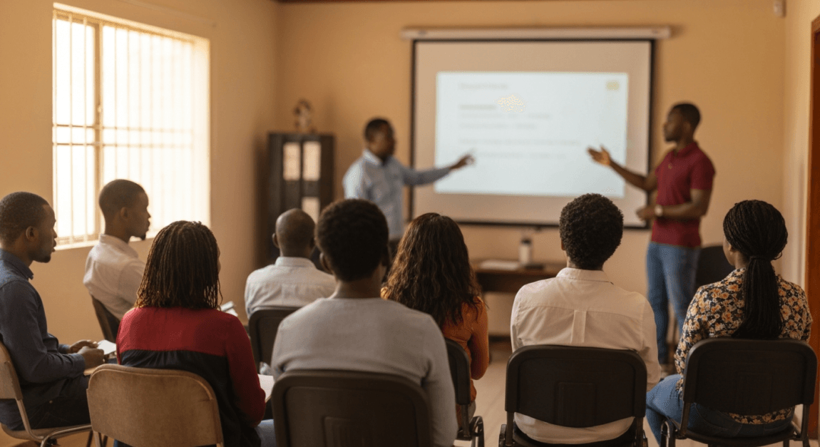 Botswana employees in a training session on continuous improvement principles.