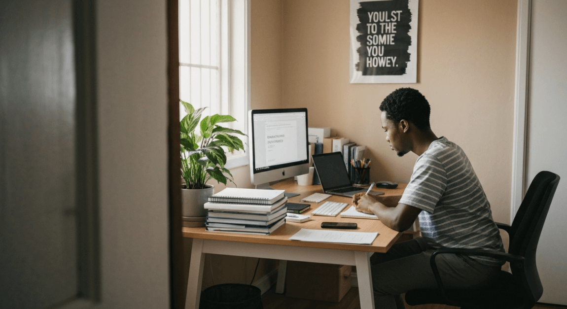 Entrepreneur in Botswana setting up an online store with digital tools