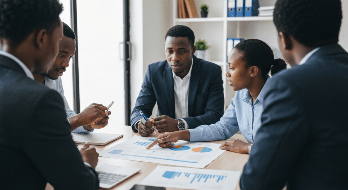 Group of Botswana professionals forming strategic business partnerships.