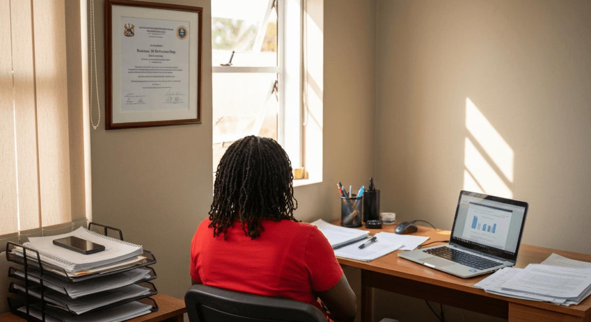 Home office with business registration certificate in Botswana