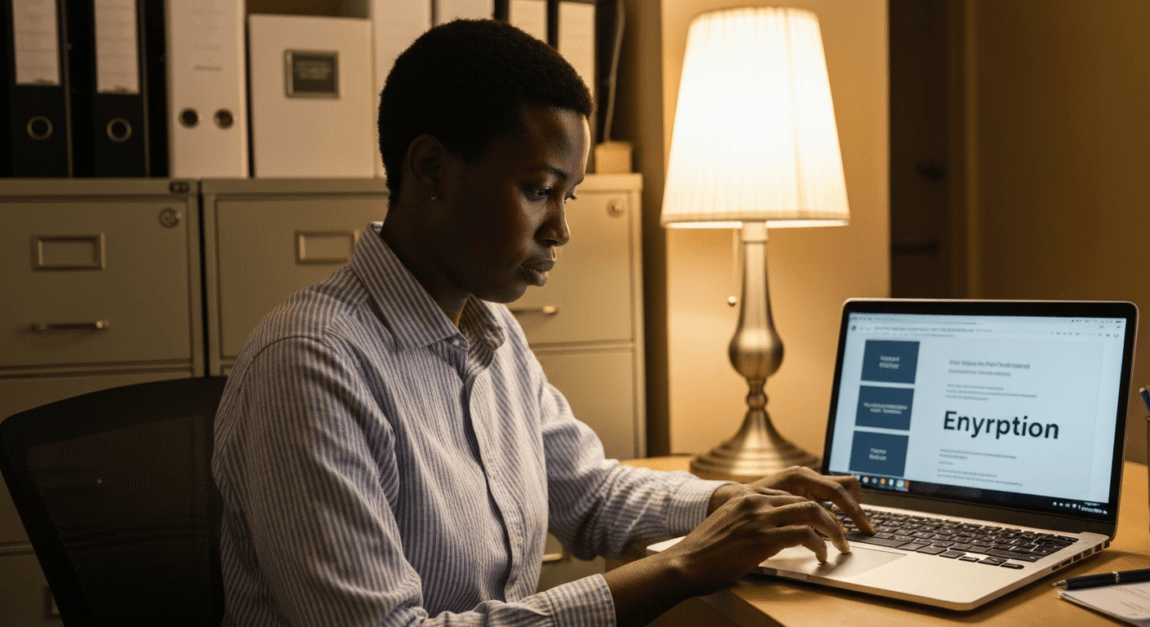 Botswana business owner focusing on data security