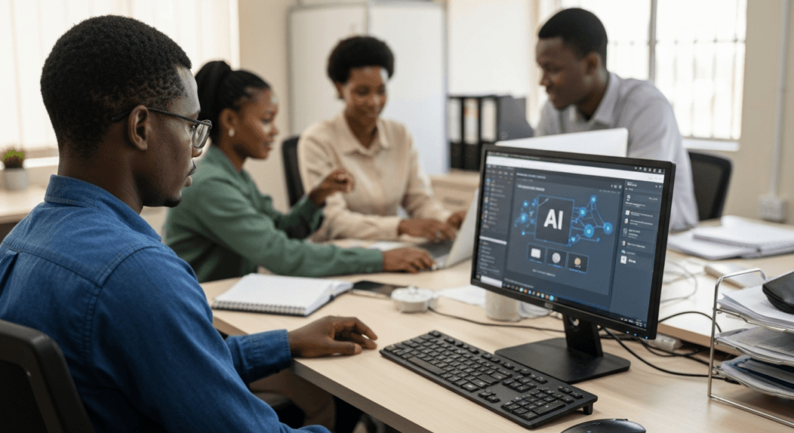 Business analyst in Botswana utilizing AI tools like ChatGPT.