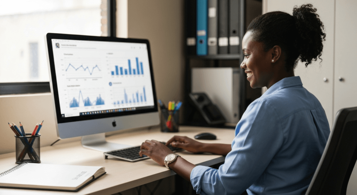 HR professional in Botswana using AI tools in the office