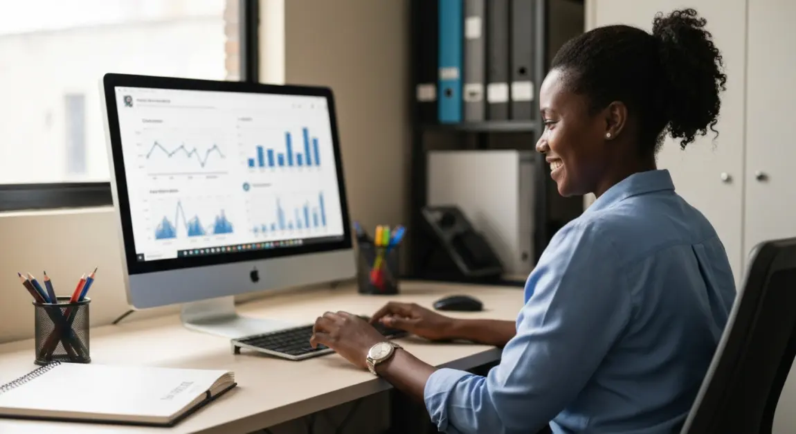 HR professional in Botswana using AI tools in the office