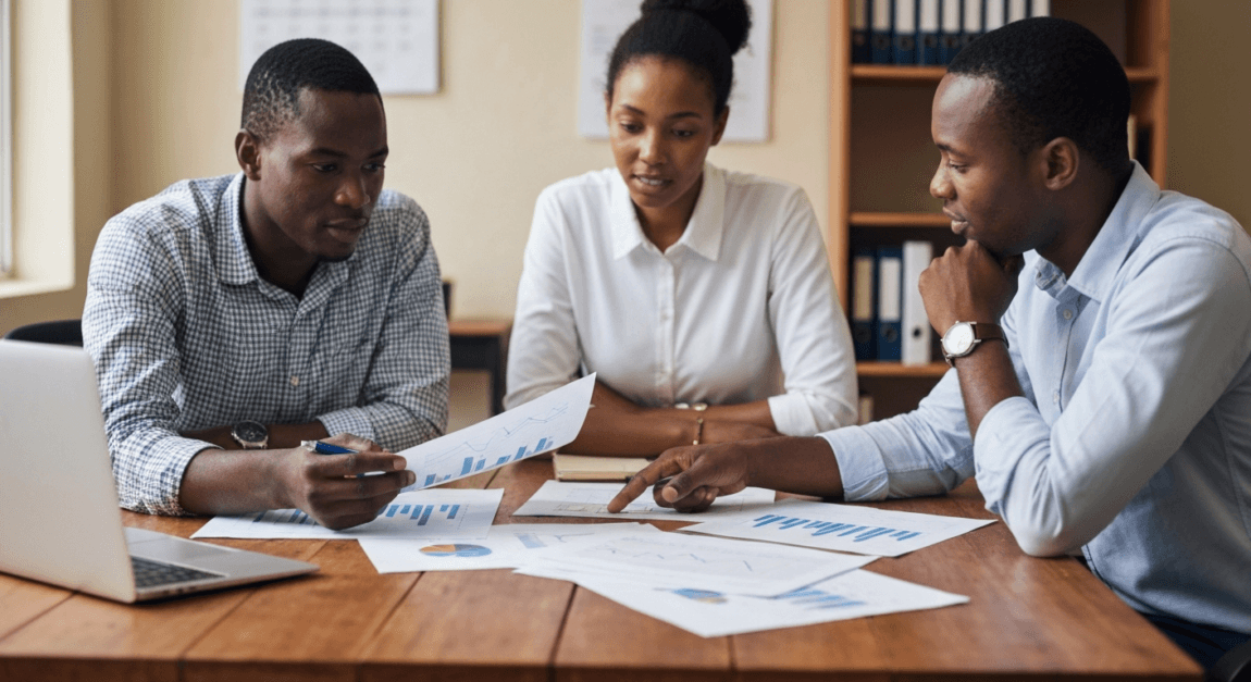 Common Business Planning Mistakes (and How to Avoid Them) 2 Entrepreneurs engaging in detailed market research analysis