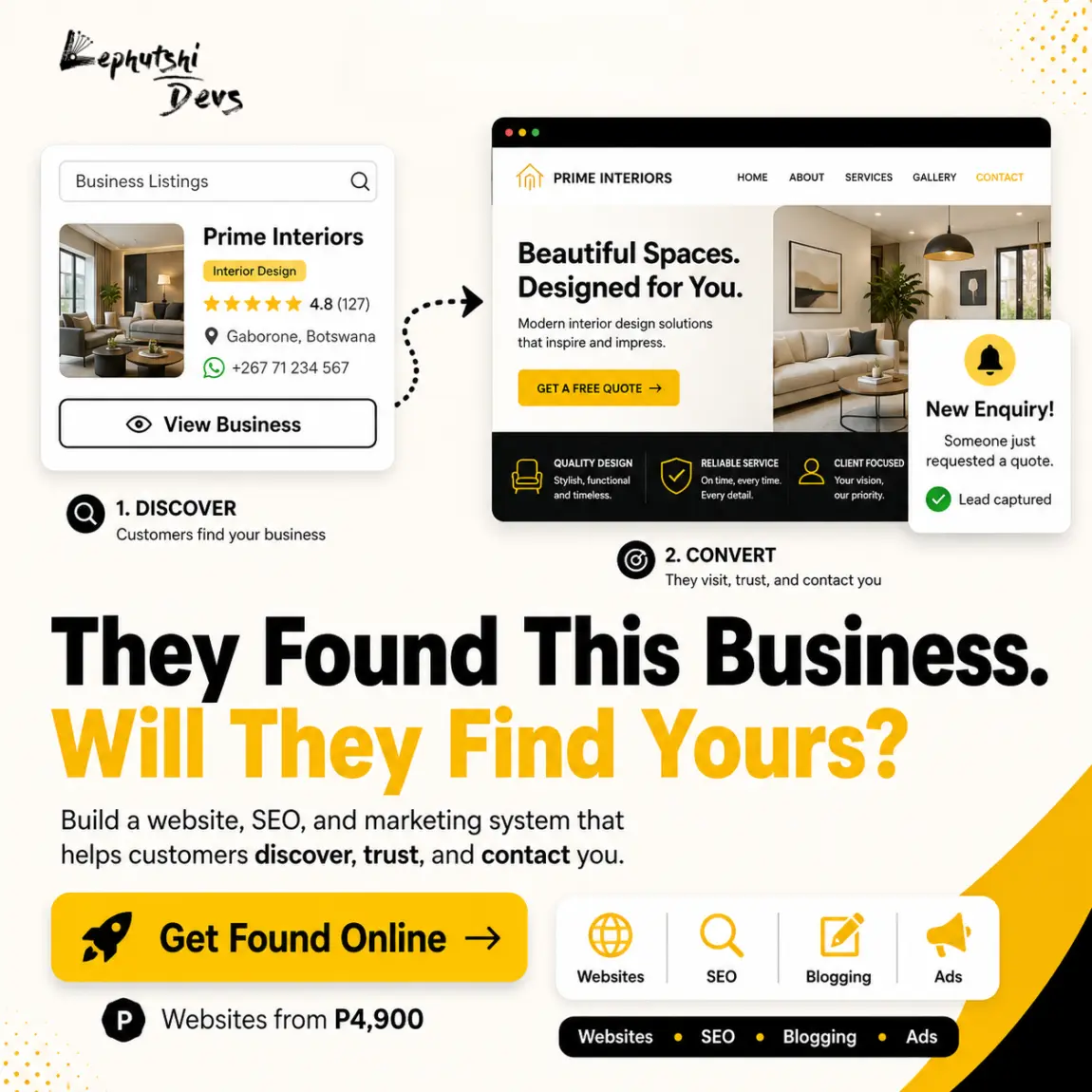 Botswana Web Design - Lephutshi Developers - Botswana Digital Marketing Agency