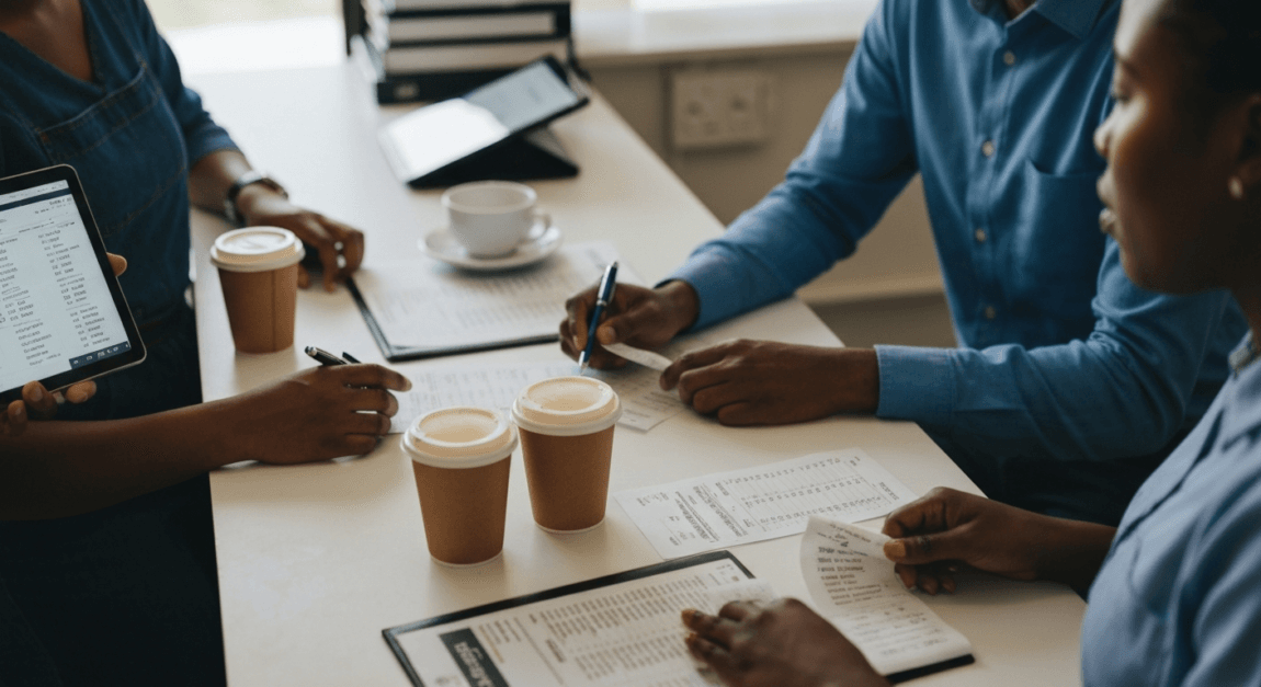 VAT Calculator and How to Calculate VAT 4 Small team discussing product pricing strategy in a Botswana business environment