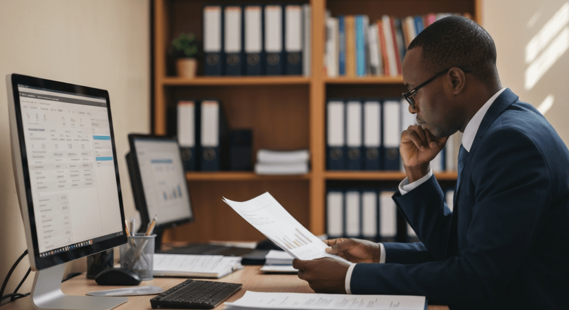 VAT Calculator and How to Calculate VAT 7 Accountant using software in a Botswana office to avoid VAT calculation errors
