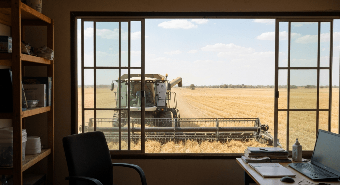 Types of Farm Machinery and Their Uses for Beginners 7 Modern combine harvester harvesting maize in Botswana.