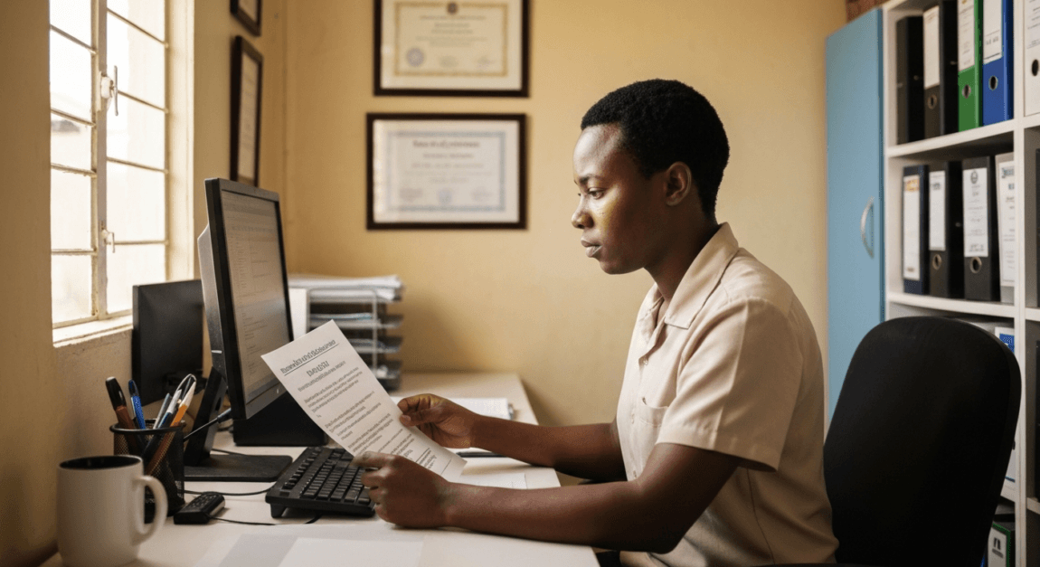 Tender Pricing Example: How to Price a Bid Without Losing Profit 5 Botswana accountant applying VAT using a computer in an office