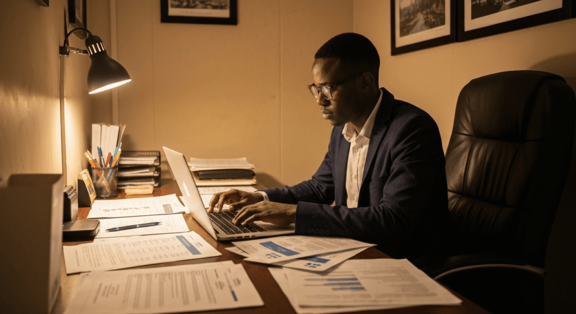 Entrepreneur in Botswana creating a cleaning tender proposal