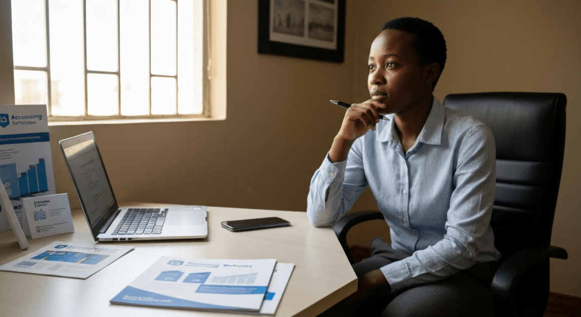Botswana entrepreneur using accounting software to manage business finances
