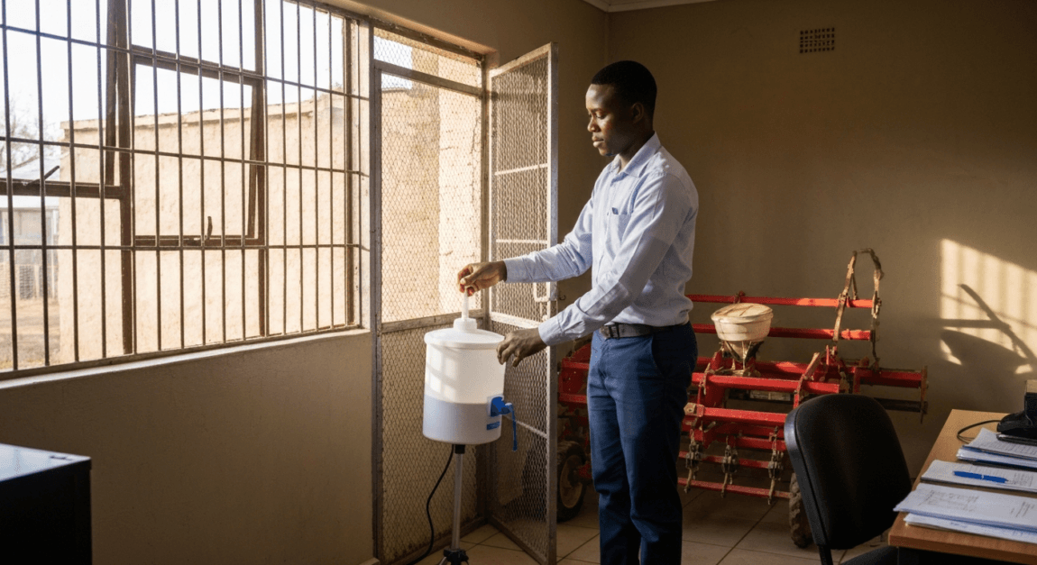 Biosecurity measures at a Botswana poultry farm
