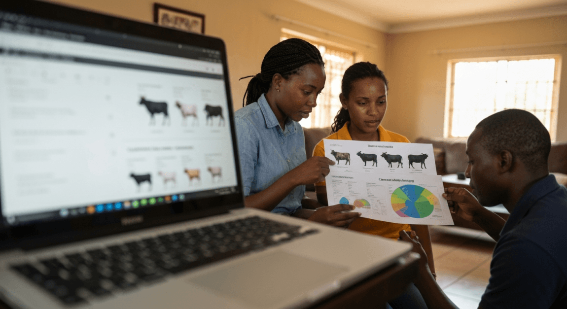 Farmers in Botswana evaluating beef cattle breeds for climate adaptability.