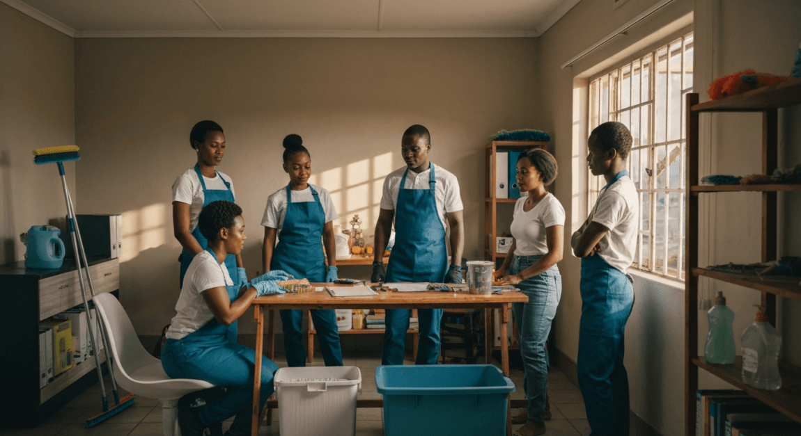 Most Profitable Construction Business to Start 2 Professional maintenance team in Botswana planning a renovation project.