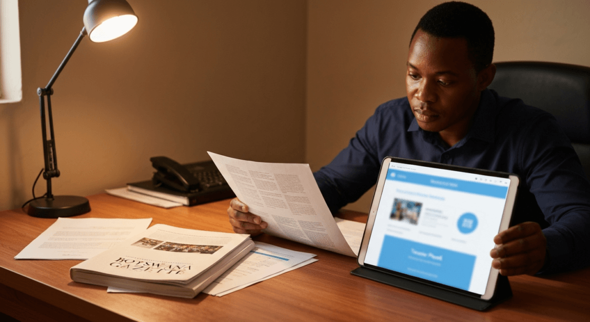 How to Find Botswana Gazette Tenders and Government Notices 4 Comparing physical Botswana Gazette notices with digital tender portal search results