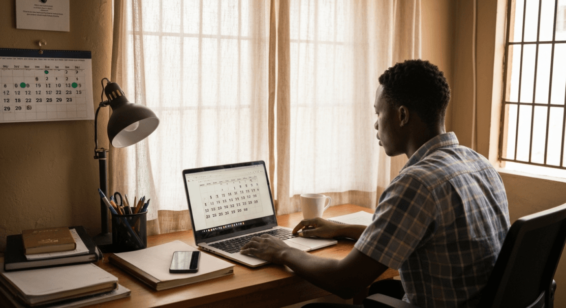 Tender Compliance in Botswana: Tax Clearance, Constitution and Declaration Forms 5 Entrepreneur in Gaborone using a digital calendar to track tender document expiration dates.