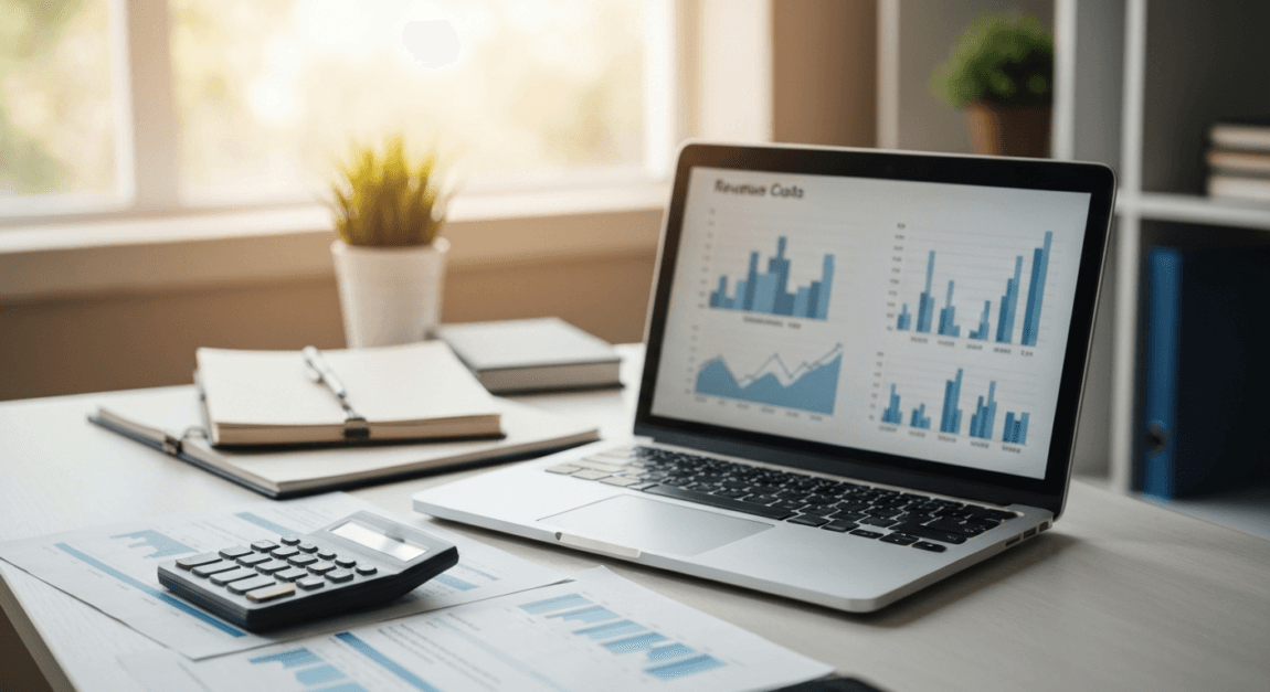 Income Statement vs Balance Sheet vs Cash Flow Statement 1 Botswana entrepreneur analyzing income statement with laptop and documents in small office