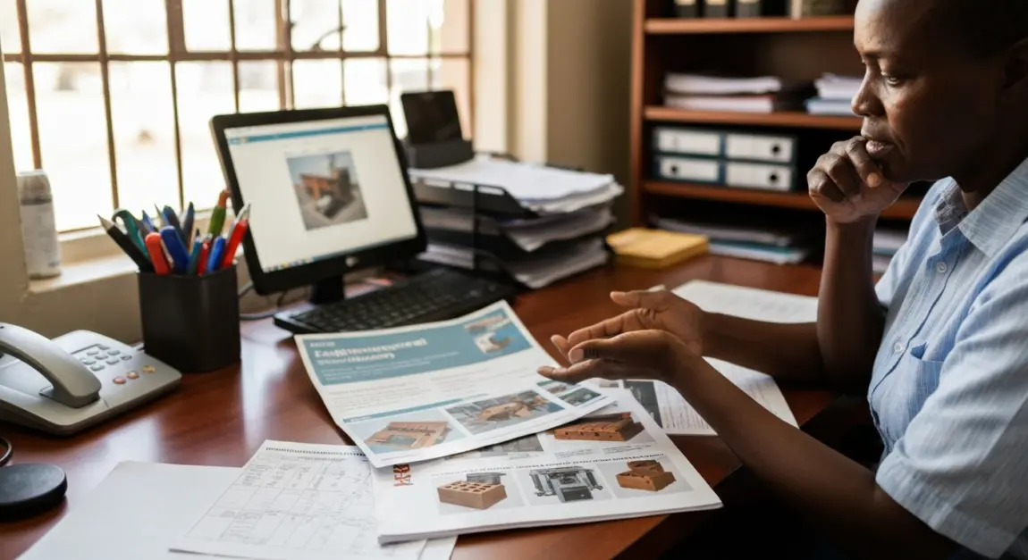 How to Start a Brick-Making and Concrete Block Business 2 Entrepreneur comparing manual and automatic brick making machines for Botswana startup