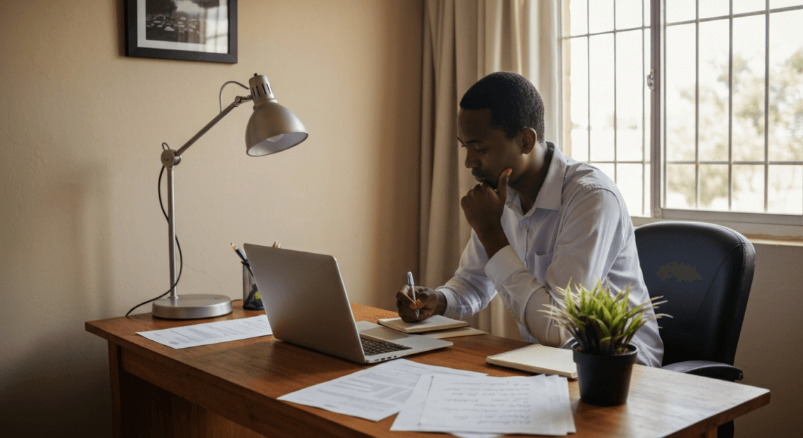 Botswana entrepreneur planning a small-scale hydroponic farm layout