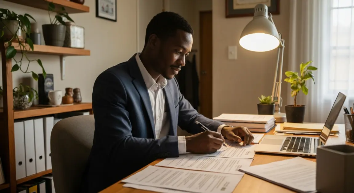 Property Development Feasibility Study and Due Diligence Checklist 8 An investor ticking off items on a property due diligence checklist in Botswana.