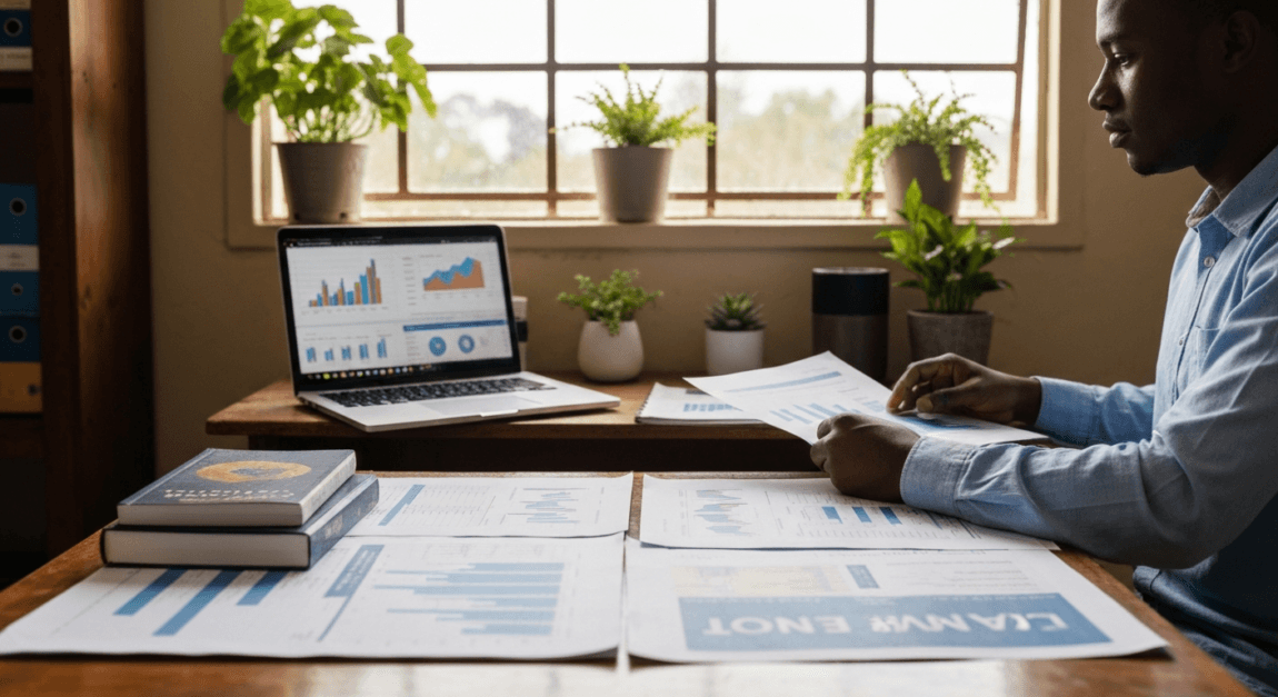 Entrepreneur in Botswana conducting agribusiness market research.