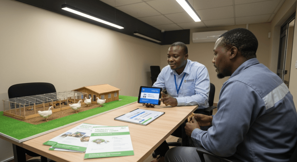 Farming Grants and Agribusiness Funding Options 5 Farmers discussing irrigation and tractor financing in Botswana